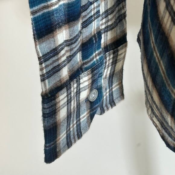 NWT Apt. 9 Blue Plaid Button Up Flannel Shirt Untucked Fit Mens Size Small S - Picture 5 of 12